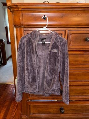 The North Face Fuzzy Fleece Zip Up Hoodie Purple Gray Women’s XS Cozy Jacket
